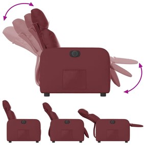 Πολυθρόνα Ανακλινόμενη Ηλεκτρική Μπορντό Συνθετικό Δέρμα - Κόκκινο