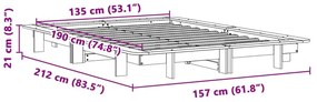 Σκελετός Κρεβ. Χωρίς Στρώμα Καφέ Κεριού 135x190 εκ Μασίφ Πεύκο - Καφέ