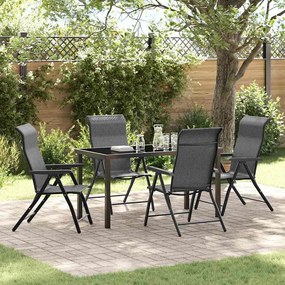 vidaXL Σέτ φαγητού για κήπο Ρυθμιζόμενο ύψος 5 pcs Γκρι Πολυ ράταν