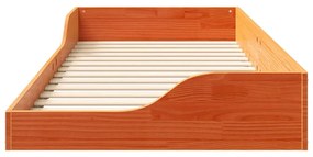 vidaXL Κρεβάτι δαπέδου Καφέ κεριού 80 x 210 cm Μασίφ ξύλο πεύκου