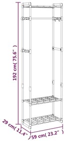 Κρεμάστρα Ρούχων με 3 Επίπεδα Ασημί 59x29x192 εκ. Αλουμίνιο - Ασήμι