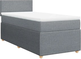 vidaXL Κρεβάτι Boxspring με Στρώμα Ανοιχτό Γκρι 90x190 εκ. Υφασμάτινο