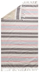 Πετσέτα Θαλάσσης - Παρεό Διπλής Όψης Aruba 232 Ecru-Grey-Pink Kentia Beach 80x160cm Cotton-Microfiber