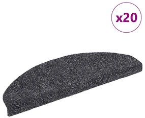 vidaXL Πατάκια Σκαλιών Αυτοκόλλητα 20 τεμ. Σκούρο Γκρι Ημίστρογγυλά Μεγάλα 65x21x4 εκ.