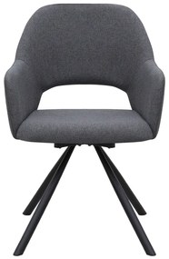 Πολυθρόνα τραπεζαρίας Gabriel Megapap γκρι ύφασμα - μεταλλικό μαύρο πόδι 58x60x85εκ.