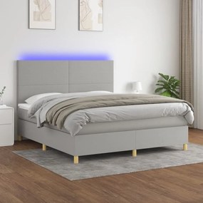 ΚΡΕΒΑΤΙ BOXSPRING ΜΕ ΣΤΡΩΜΑ &amp; LED ΑΝ.ΓΚΡΙ 180X200ΕΚ. ΥΦΑΣΜΑΤΙΝΟ 3135293