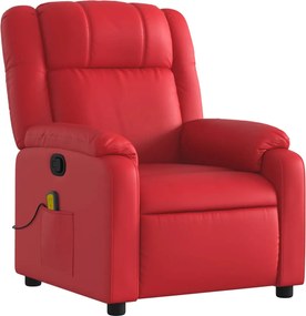 vidaXL Πολυθρόνα Μασάζ Ανακλινόμενη Κόκκινη από Συνθετικό Δέρμα