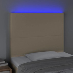 VidaXL Κεφαλάρι Κρεβατιού LED Κρεμ 80x5x118/128εκ. Υφασμάτινο