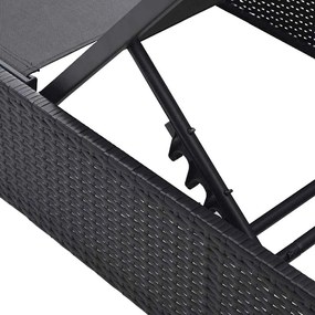 vidaXL Καρέκλα Ήλιου Μαύρη 60 x 200 x 27 cm Πολυ Ρατάν