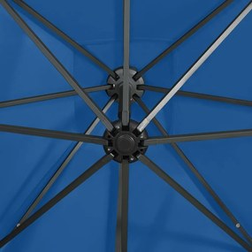 Ομπρέλα Κρεμαστή με Ιστό και LED Μπλε Αζούρ 250 εκ. - Μπλε