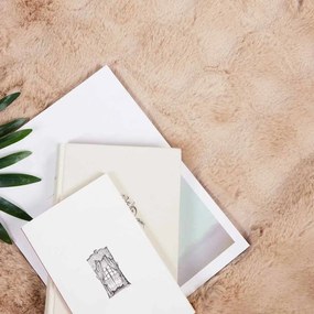 vidaXL Ψεύτικη κουβέρτα από κουνέλι 4 pcs Μπεζ 150 x 220 cm