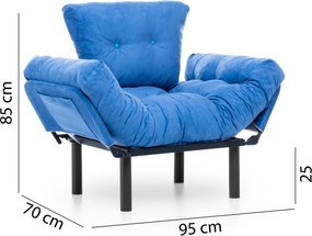 Πολυθρόνα Μπλε NITTA SINGLE 70x95x85