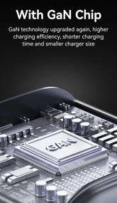 USAMS φορτιστής τοίχου CC265, USB &amp; 2x USB-C, 67W, GaN, λευκός