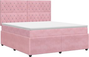 vidaXL Κρεβάτι box spring με στρώμα Ροζ 140 x 200 cm Βελούδο