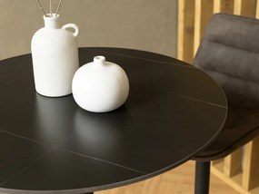 Τραπέζι μπαρ Oakland 968, 105cm, 26 kg, Κεραμικός, Μέταλλο, Μαύρο μάρμαρο, Μαύρο ματ | Epipla1.gr