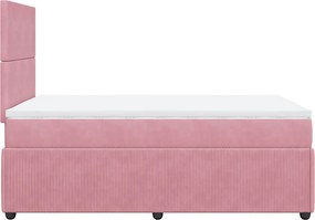vidaXL Κρεβάτι Boxspring με Στρώμα Ροζ 120x190 εκ. Βελούδινο