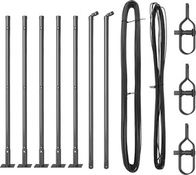 vidaXL Στύλος Περιφράξεων 7 pcs Γκρι Ατσάλι