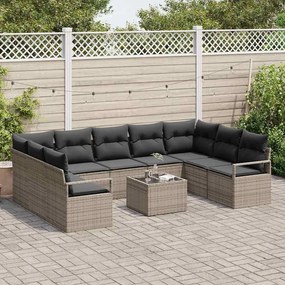 vidaXL Σετ Καναπέ με μαξιλάρι 10 pcs Γκρι συνθετικό ρατάν