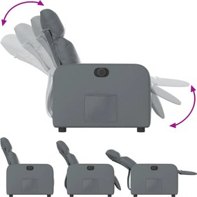 vidaXL Πολυθρόνα Ηλεκτρική Ανακλινόμενη Γκρι από Συνθετικό Δέρμα