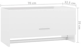 Ντουλάπα Γυαλιστερό Λευκό 70 x 32,5 x 35 εκ. από Μοριοσανίδα - Λευκό