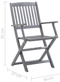 vidaXL Καρέκλες Εξ. Χώρου Πτυσσόμενες 8 τεμ. Ξύλο Ακακίας με Μαξιλάρια