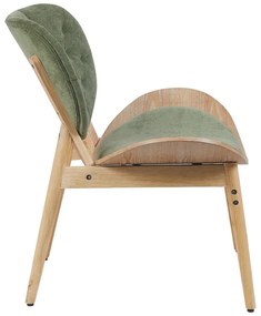 Πολυθρόνα Udalle pakoworld ξύλο σε φυσική απόχρωση με λαδί ύφασμα 77x70x81εκ