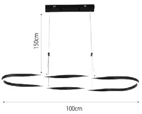 Κρεμαστό φωτιστικό LED 76W 3CCT (by switch on base) σε μαύρο χρώμα D:100cm (6077-BL) - 51W - 100W - 6077-BL