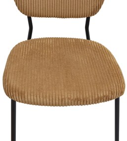 Καρέκλα τραπεζαρίας Kevin Megapap μουσταρδί ύφασμα - μεταλλικό μαύρο πόδι 48x51x87εκ.