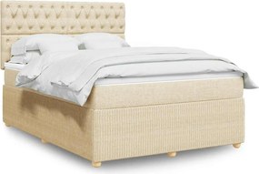 vidaXL Κρεβάτι Boxspring με Στρώμα Κρεμ 140x190 εκ. Υφασμάτινο