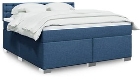 Κρεβάτι Boxspring με Στρώμα Μπλε 180x200 εκ. Υφασμάτινο - Μπλε