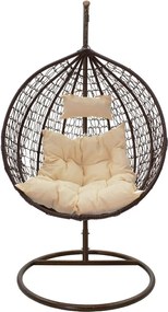 Κούνια Zafer pakoworld μέταλλο-pp καφέ-μαξιλάρι μπεζ