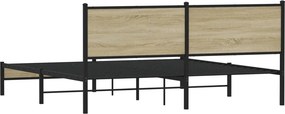 vidaXL Σκελετός Κρεβ. Χωρίς Στρώμα Sonoma Δρυς 183x213 εκ. Μεταλλικό