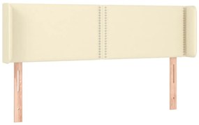 vidaXL Κεφαλάρι Κρεβατιού LED Κρεμ 147x16x78/88εκ. από Συνθετικό Δέρμα