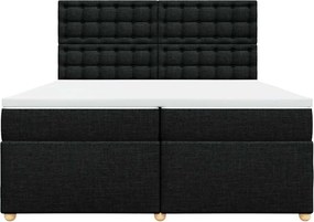 vidaXL Κρεβάτι Boxspring με Στρώμα Μαύρο 200x200 εκ. Υφασμάτινο