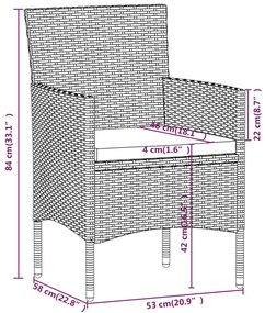 vidaXL Σετ Τραπεζαρίας Κήπου 3 Τεμαχίων Μπεζ και Μαύρο με Μαξιλάρια