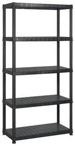 vidaXL Ραφιέρα Αποθήκευσης 5 Επιπέδων Μαύρη 255x40x185 εκ. Πλαστική