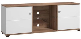 Έπιπλο TV Burgundy 160 3K2V Λευκό - Flagstaff Oak - Λευκό Γυαλιστερό 157x40x51 εκ. 157x40x51 εκ.