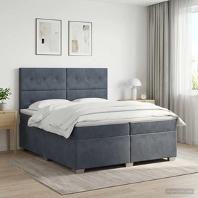 vidaXL Κρεβάτι box spring με στρώμα Σκούρο Γκρι 200 x 200 cm Βελούδο