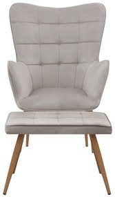 Πολυθρόνα - Μπερζέρα με υποπόδιο Lily Megapap μπεζ βελούδο - μεταλλικό πόδι χρώμα φυσικό 70x62x98εκ.