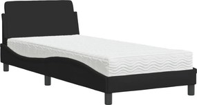 vidaXL Κρεβάτι με Στρώμα Dover Μαύρο 90x190 εκ.Υφασμάτινο