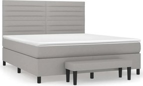 vidaXL Κρεβάτι Boxspring με Στρώμα Ανοιχτό Γκρι 180x200 εκ. Υφασμάτινο