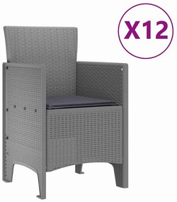 vidaXL Σέτ φαγητού για κήπο 13 pcs Ανοιχτό γκρι Rattan Polt