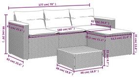 Σετ Καναπέ Κήπου 5 Τεμαχίων Μαύρο Συνθετικό Ρατάν με Μαξιλάρια