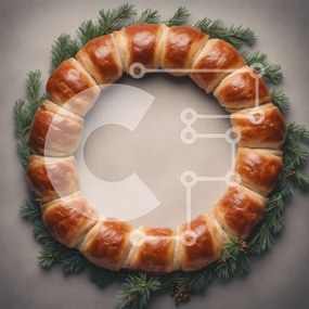 Intra Συλλεκτικό Ξύλινο Παζλ Plywood  4mm - Κυκλικό στεφάνι κρουασάν για ειδικές περιστάσεις Σε Ξύλινο Κουτί - Διαστάσεις Puzzle: 10x10 cm – 25 κομμάτια