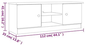 Έπιπλο Τηλεόρασης ALTA 112 x 35 x 41 εκ. από Μασίφ Ξύλο Πεύκου - Καφέ