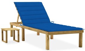 vidaXL Ξαπλώστρα Κήπου από Εμποτ. Ξύλο Πεύκου με Τραπεζάκι &amp; Μαξιλάρι