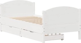 vidaXL Σκελετός Κρεβατιού Χωρίς Στρώμα Λευκό 100x200 εκ. Μασίφ Πεύκο