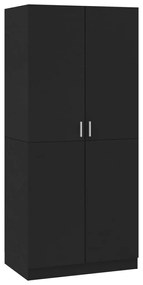 vidaXL Ντουλάπα Μαύρη 80 x 52 x 180 εκ. από Επεξ. Ξύλο