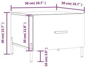 Τραπεζάκια Σαλονιού 2 τεμ Brown Oak 50x50x40 εκ Επεξ. Ξύλο - Καφέ