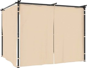 vidaXL Κιόσκι με Κουρτίνες Κρεμ 3 x 3 μ. Ατσάλινο